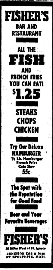 Cut River Inn (Fishers Bar and Restaurant, Callihans) - Apr 21 1955 Article